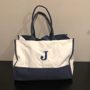 Monogram J White Shoulder Bag